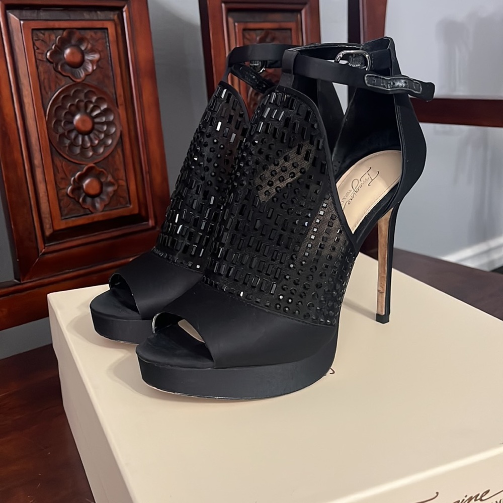 Black sequin rhinestone high heels